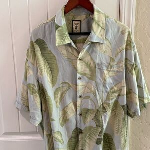 Jamaica Jaxx Hawaiian Shirt Mens XXL Green Leaf Print Button Up